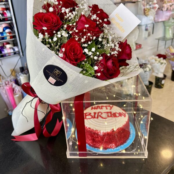 Birthday Celebration Red Rose & Cake Gift Set