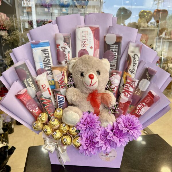 Lavender Love Chocolate & Flower Bouquet