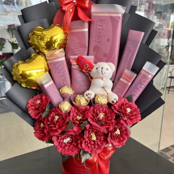 Crimson Dream Chocolate & Flower Bouquet