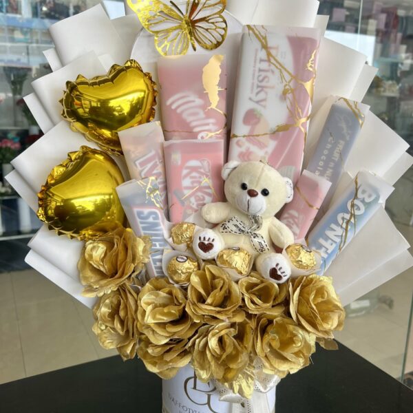 Golden Butterfly & Bear Bliss Bouquet