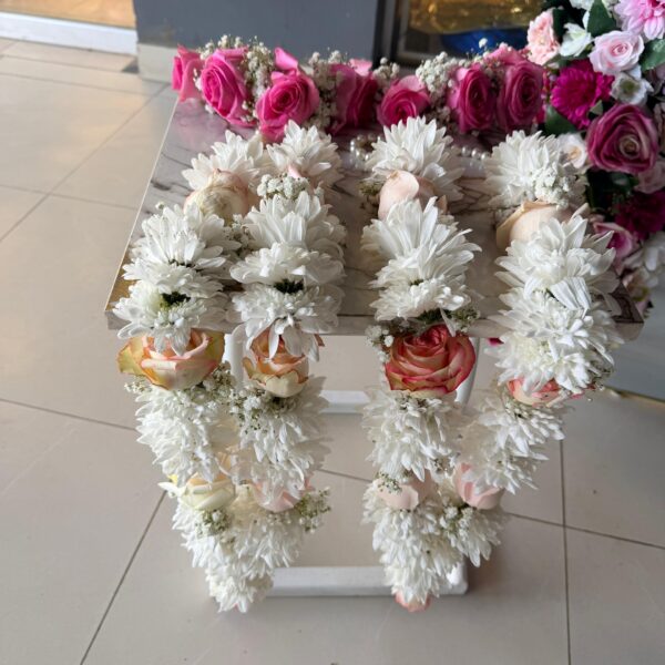 Elegant White & Pink Floral Garland Pair