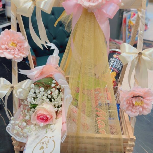 Signature Pink Rose & Treats Gift Crate