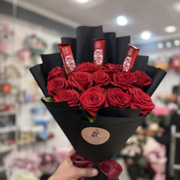 Premium Red Rose Bouquet with KitKat Chocolates