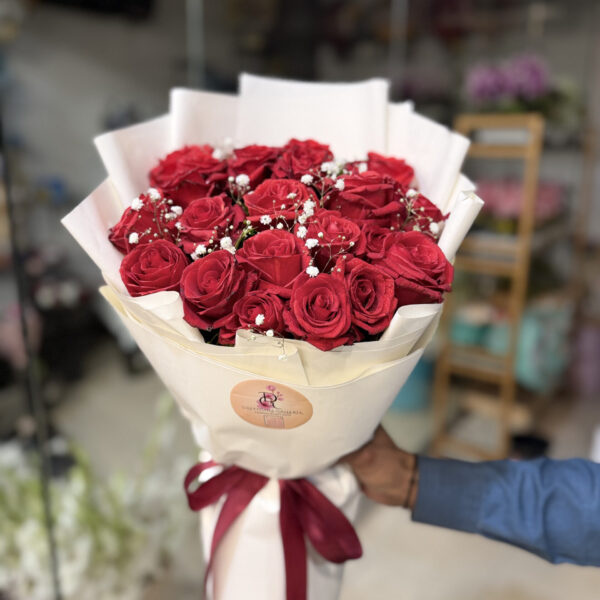 Premium Red Rose Bouquet with Baby's Breath