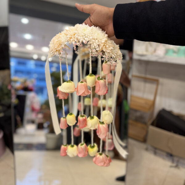 Elegant Floral Hand-Garland (Gajra) with Hanging Rose Buds