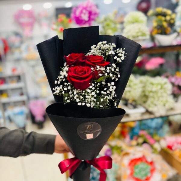 Elegant Trio Red Rose Bouquet
