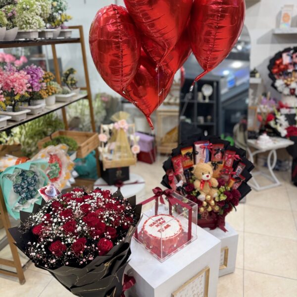 Red Rose & Baby’s Breath "Grand Celebration" Bouquet
