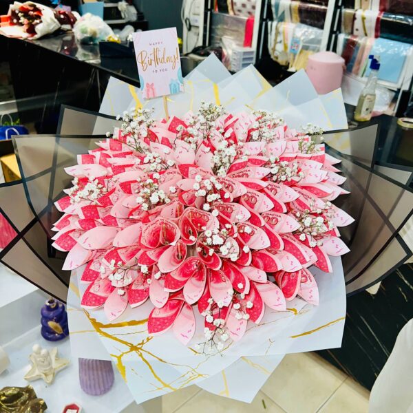 Cash Bouquet with Baby Breath & Birthday Card