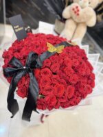 Luxury Red Roses Bouquet with Black Ribbon - Image 3